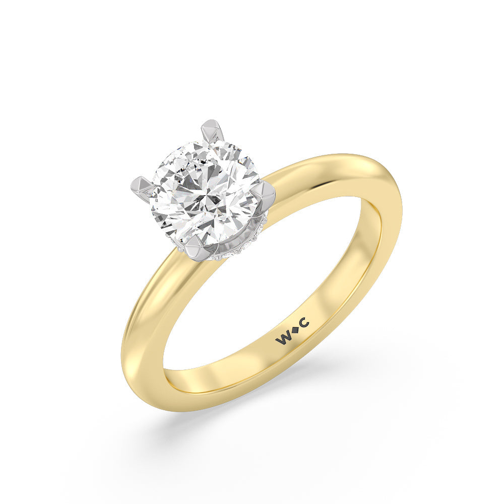 1 1/2 cttw Round Cut Modern Fine Line Hidden Halo Engagement Ring with 1 1/2 Cut Diamond in 14KT Round view 3
