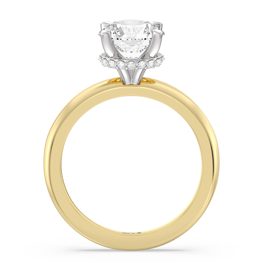 2 cttw Round Cut Modern Fine Line Hidden Halo Engagement Ring with 2 Cut Diamond in 14KT Round view 2
