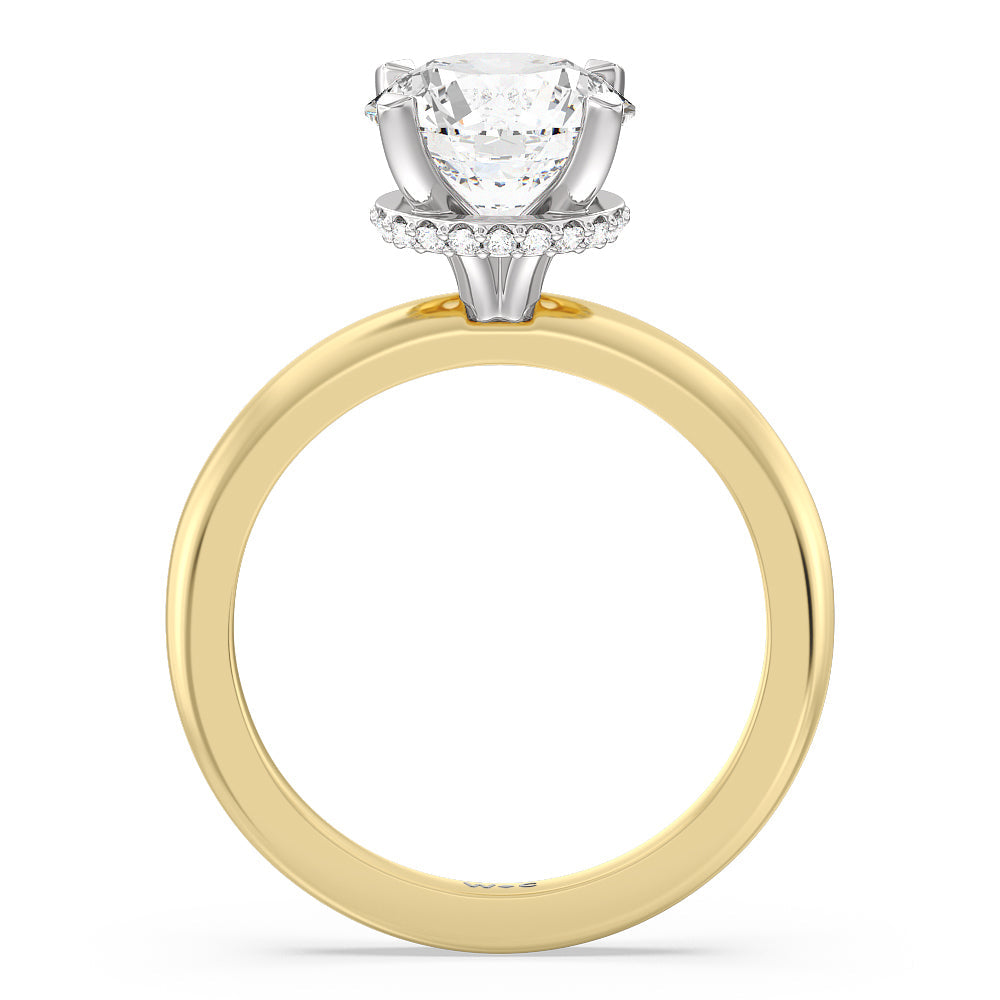 2 1/2 cttw Round Cut Modern Fine Line Hidden Halo Engagement Ring with 2 1/2 Cut Diamond in 14KT Round view 2
