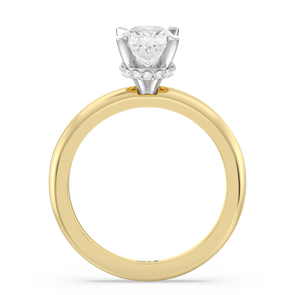 1 1/2 cttw Oval Cut Modern Fine Line Hidden Halo Engagement Ring with 1 1/2 Cut Diamond in 14KT Oval view 2
