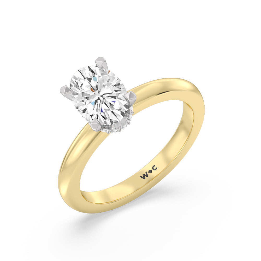 1 1/2 cttw Oval Cut Modern Fine Line Hidden Halo Engagement Ring with 1 1/2 Cut Diamond in 14KT Oval view 3
