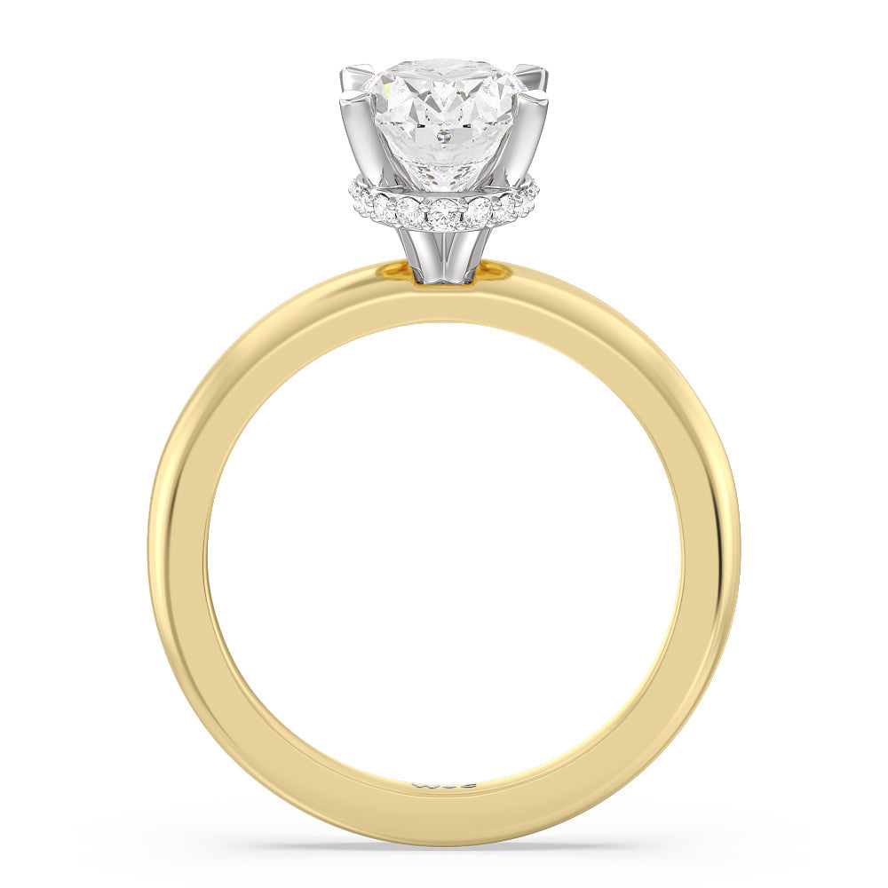 2 cttw Oval Cut Modern Fine Line Hidden Halo Engagement Ring with 2 Cut Diamond in 14KT Oval view 2
