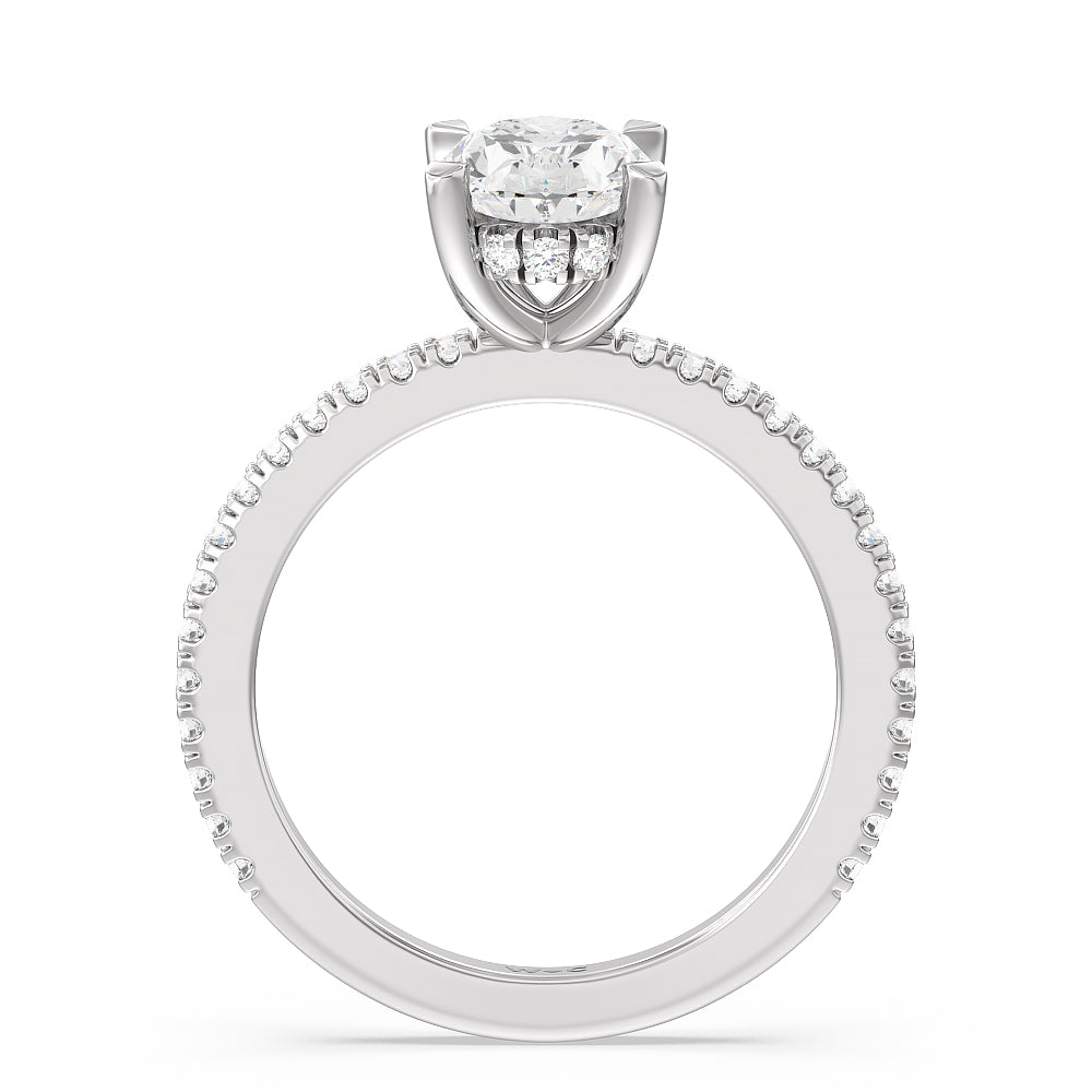 1 7/8 cttw Oval Cut Classic Hidden Halo Engagement Ring with 1 7/8 Cut Diamond in 14KT Oval view 2
