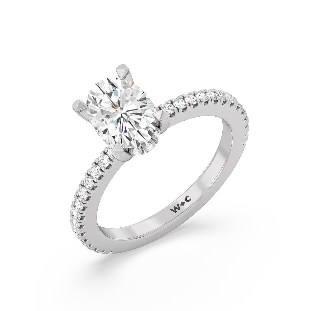 1 7/8 cttw Oval Cut Classic Hidden Halo Engagement Ring with 1 7/8 Cut Diamond in 14KT Oval view 3
