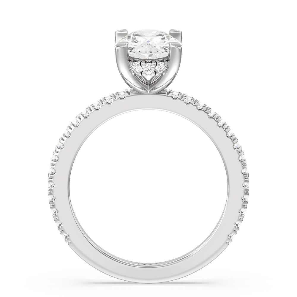 2 3/8 cttw Oval Cut Classic Hidden Halo Engagement Ring with 2 3/8 Cut Diamond in 14KT Oval view 2
