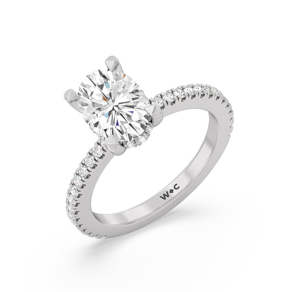 2 3/8 cttw Oval Cut Classic Hidden Halo Engagement Ring with 2 3/8 Cut Diamond in 14KT Oval view 3
