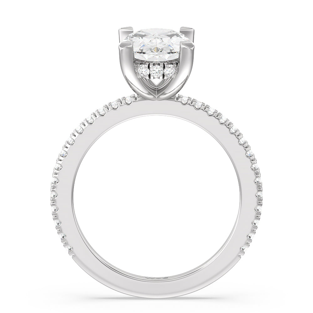 2 7/8 cttw Oval Cut Classic Hidden Halo Engagement Ring with 2 7/8 Cut Diamond in 14KT Oval view 2
