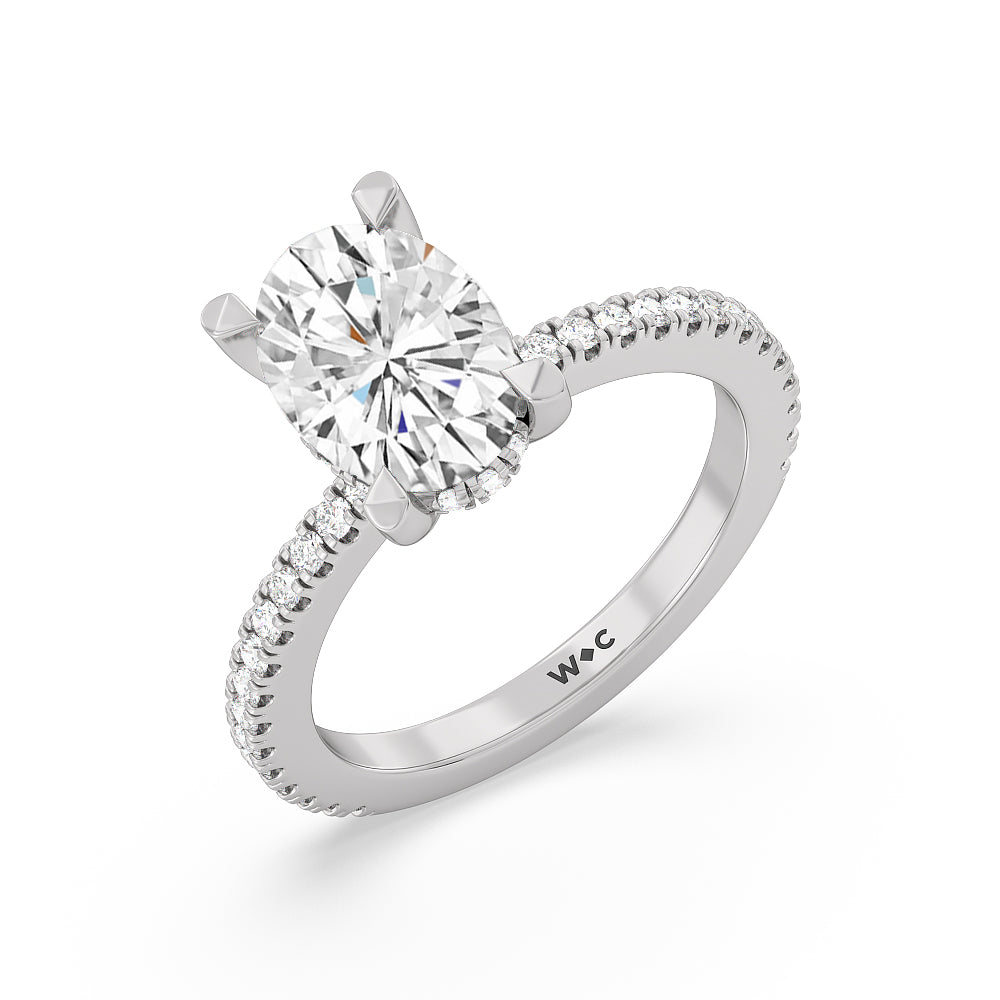2 7/8 cttw Oval Cut Classic Hidden Halo Engagement Ring with 2 7/8 Cut Diamond in 14KT Oval view 3
