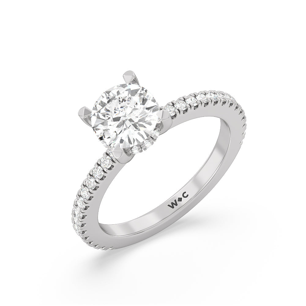 1 7/8 cttw Round Cut Classic Hidden Halo Engagement Ring with 1 7/8 Cut Diamond in 14KT Round view 3
