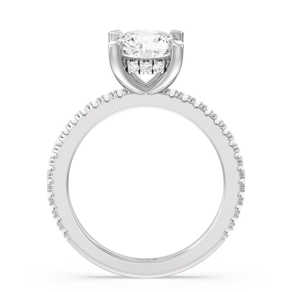 2 3/8 cttw Round Cut Classic Hidden Halo Engagement Ring with 2 3/8 Cut Diamond in 14KT Round view 2
