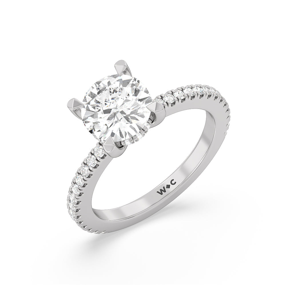 2 3/8 cttw Round Cut Classic Hidden Halo Engagement Ring with 2 3/8 Cut Diamond in 14KT Round view 3
