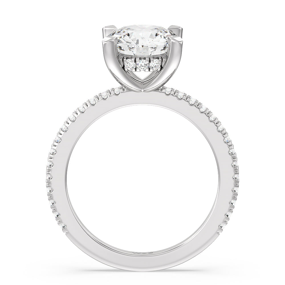 2 7/8 cttw Round Cut Classic Hidden Halo Engagement Ring with 2 7/8 Cut Diamond in 14KT Round view 2
