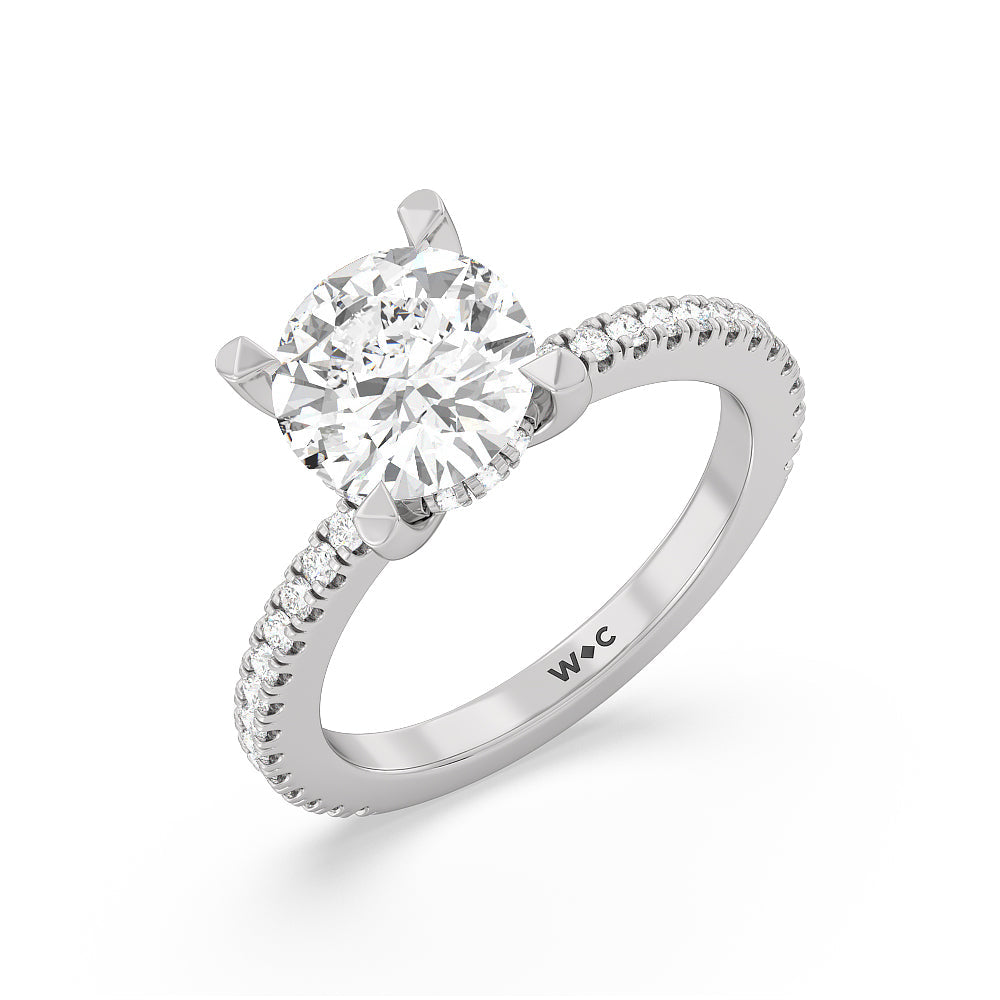 2 7/8 cttw Round Cut Classic Hidden Halo Engagement Ring with 2 7/8 Cut Diamond in 14KT Round view 3
