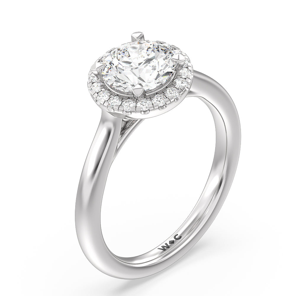 Cathedral Halo Engagement Ring with Round Cut Diamond in 14KT Platinum view 3
