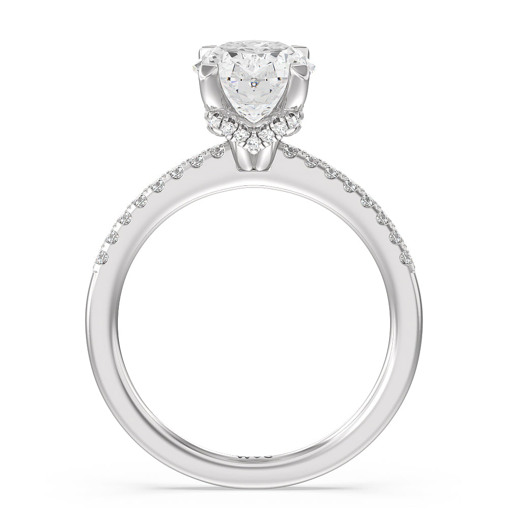 2 3/4 cttw Oval Cut Arc Hidden Halo Engagement Ring with 2 3/4 Cut Diamond in 14KT Oval view 3
