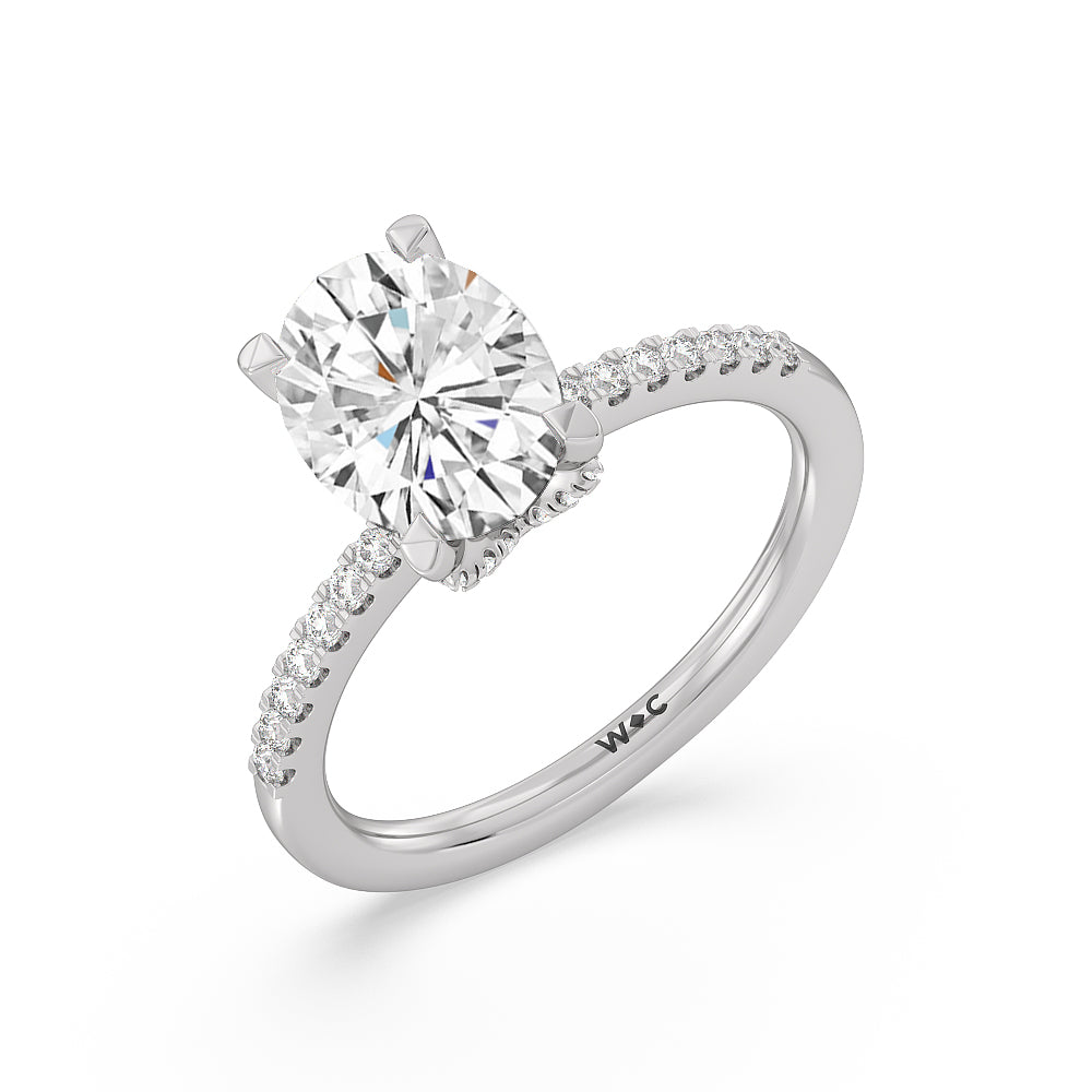 2 3/4 cttw Oval Cut Arc Hidden Halo Engagement Ring with 2 3/4 Cut Diamond in 14KT Oval view 4
