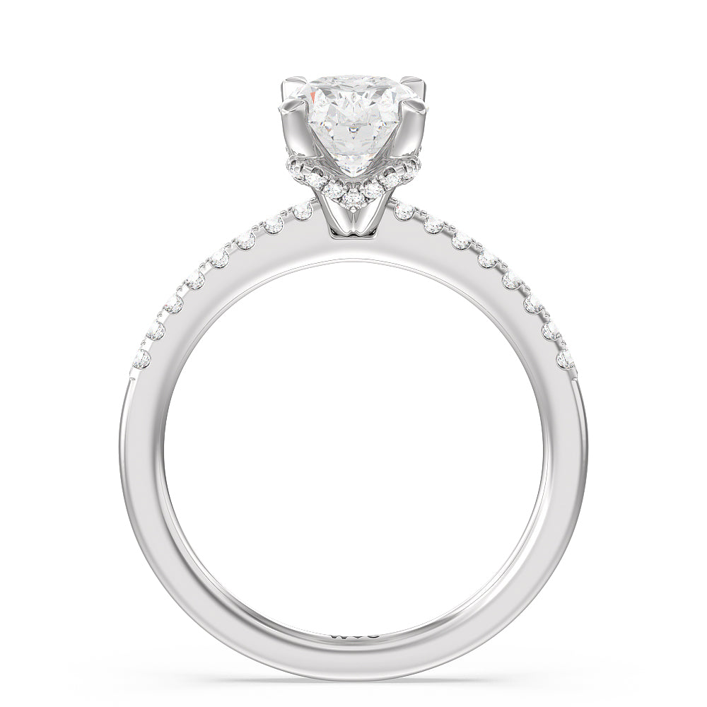 1 3/4 cttw Oval Cut Arc Hidden Halo Engagement Ring with 1 3/4 Cut Diamond in 14KT Oval view 3
