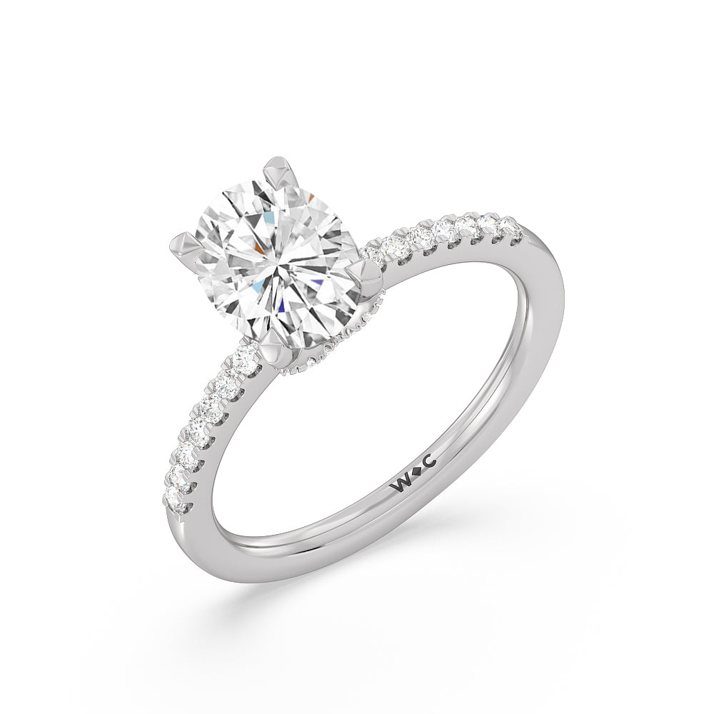 1 3/4 cttw Oval Cut Arc Hidden Halo Engagement Ring with 1 3/4 Cut Diamond in 14KT Oval view 4
