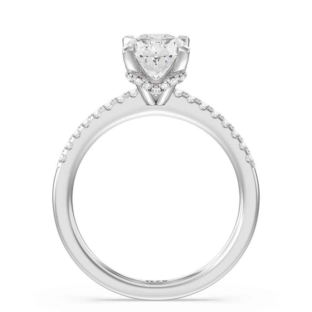 2 1/4 cttw Oval Cut Arc Hidden Halo Engagement Ring with 2 1/4 Cut Diamond in 14KT Oval view 3
