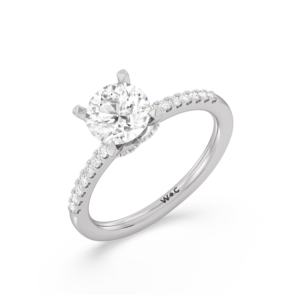 1 3/4 cttw Round Cut Arc Hidden Halo Engagement Ring with 1 3/4 Cut Diamond in 14KT Round view 4
