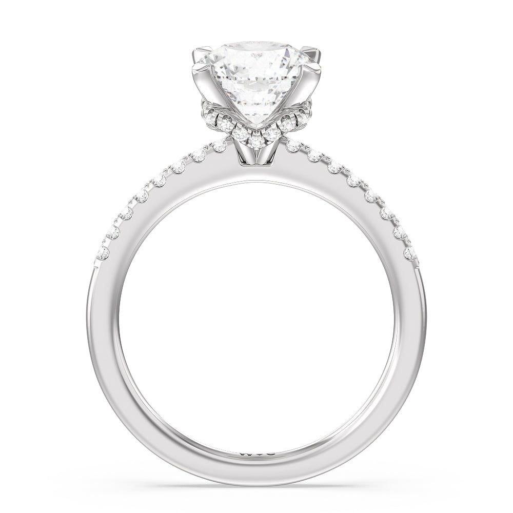 2 1/4 cttw Round Cut Arc Hidden Halo Engagement Ring with 2 1/4 Cut Diamond in 14KT Round view 3
