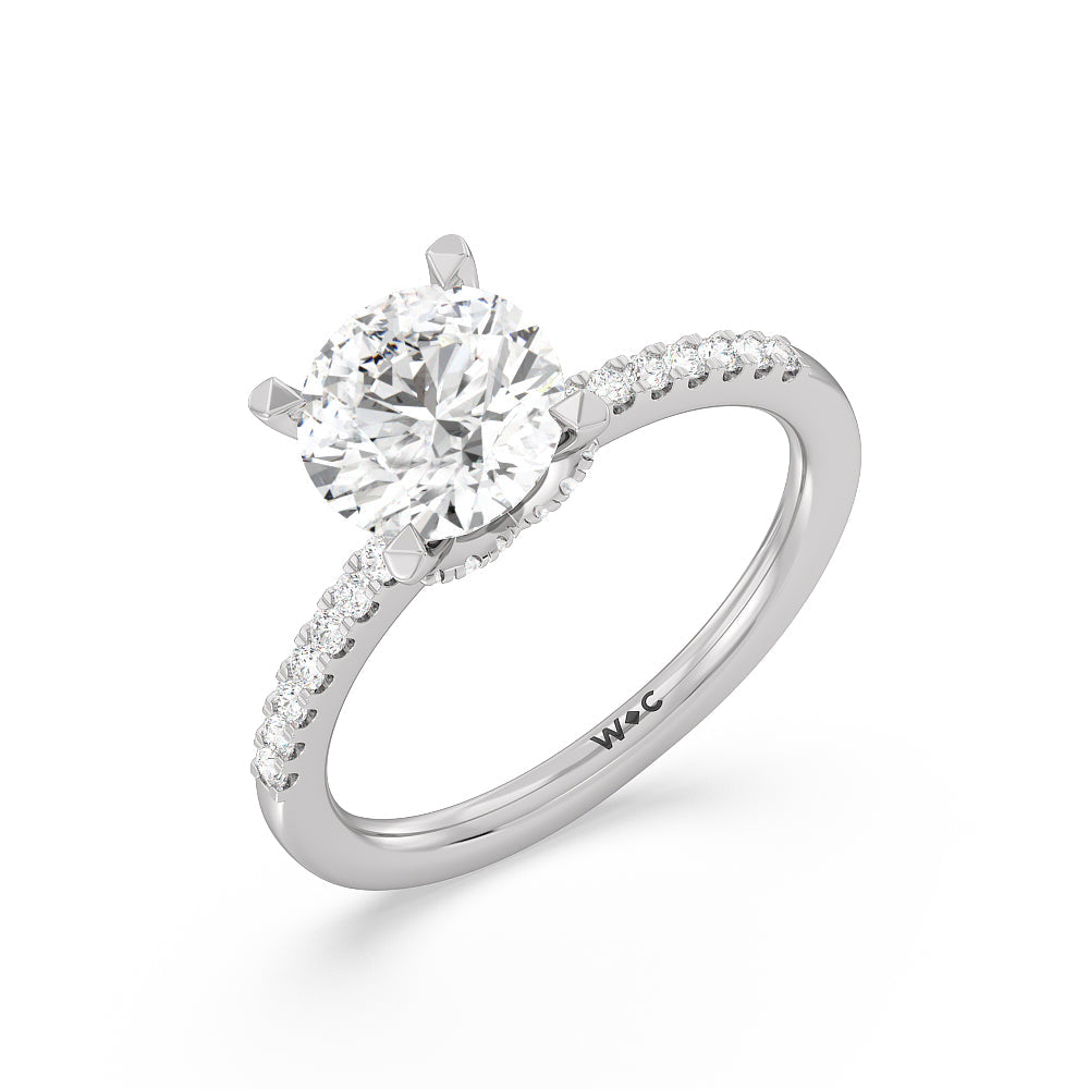 2 1/4 cttw Round Cut Arc Hidden Halo Engagement Ring with 2 1/4 Cut Diamond in 14KT Round view 4
