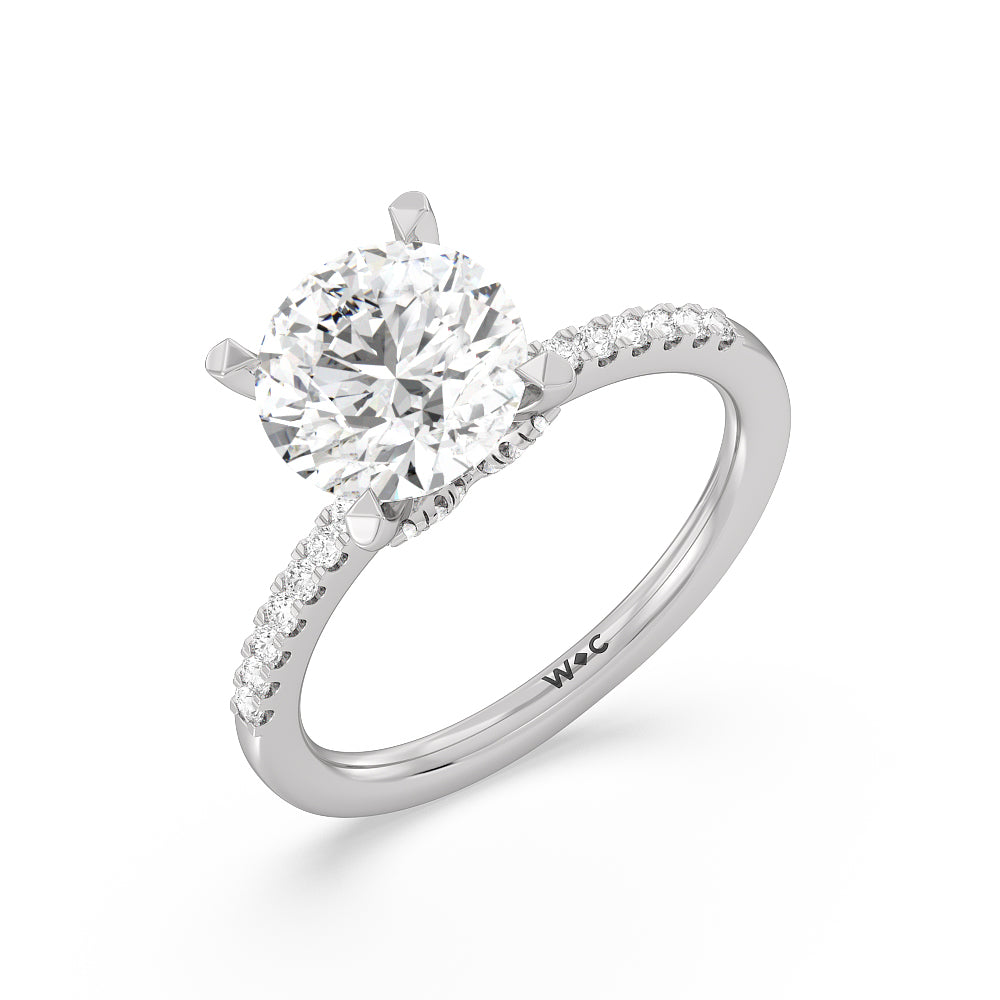 2 3/4 cttw Round Cut Arc Hidden Halo Engagement Ring with 2 3/4 Cut Diamond in 14KT Round view 4
