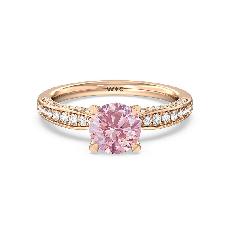 Fancy Pink Aura Hidden Accent Pinched Shank Engagement Ring