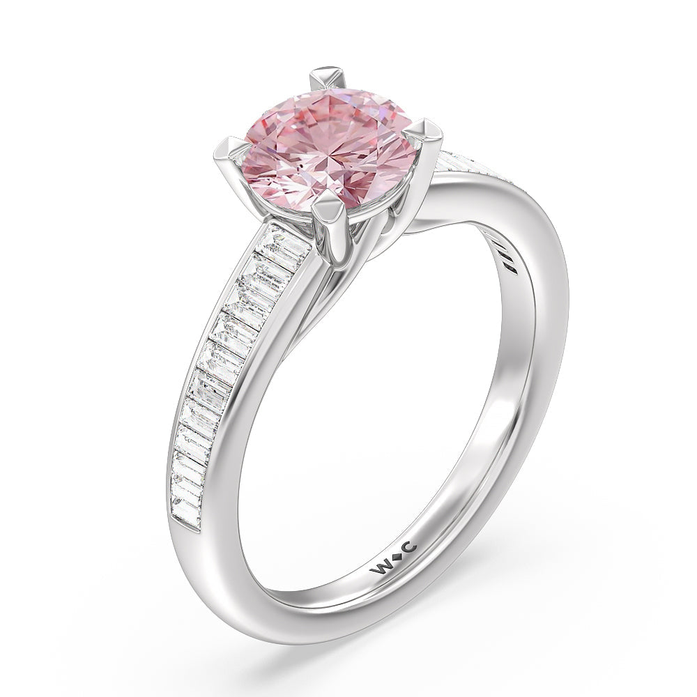 2.5Ct Lab Created Pink Diamond Bridal Set Engagement Ring White Gold Plated