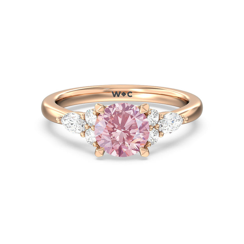Fancy Pink Trio Cluster Engagement Ring