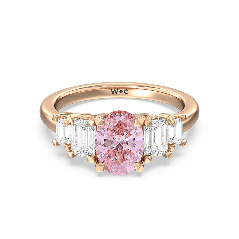 Fancy Pink Trellis Side Stone Engagement Ring