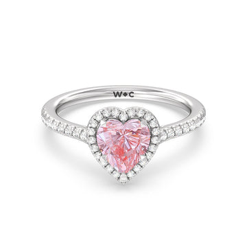 fancy pink cathedral halo heart engagement ring