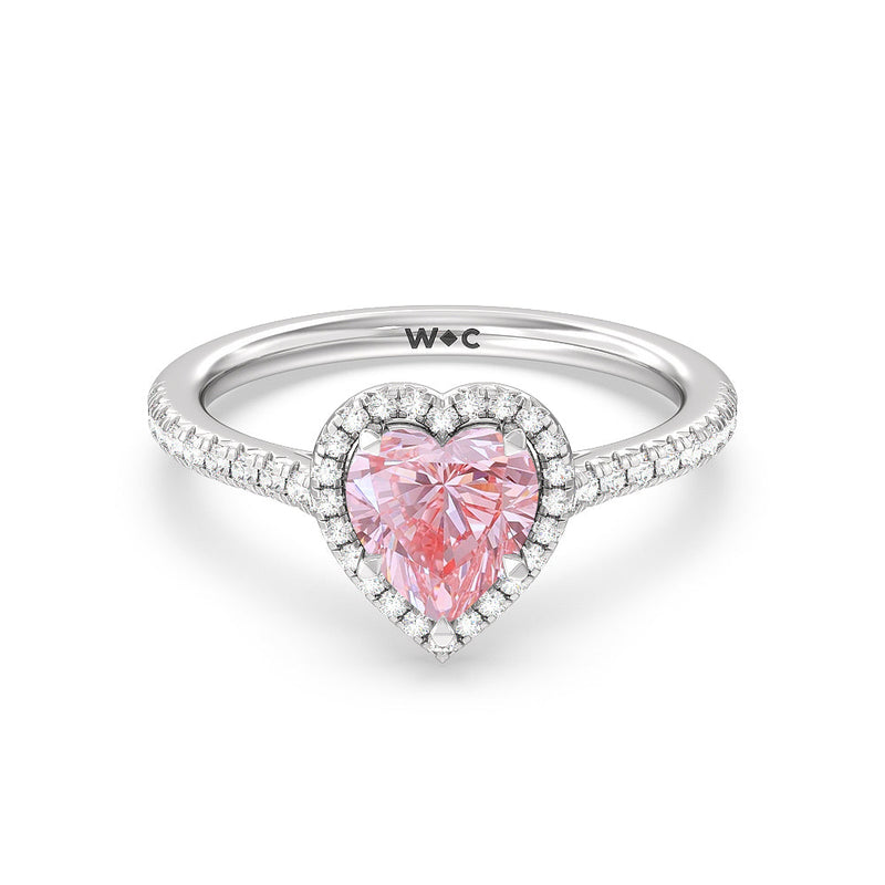 Fancy Pink Cathedral Halo Engagement Ring