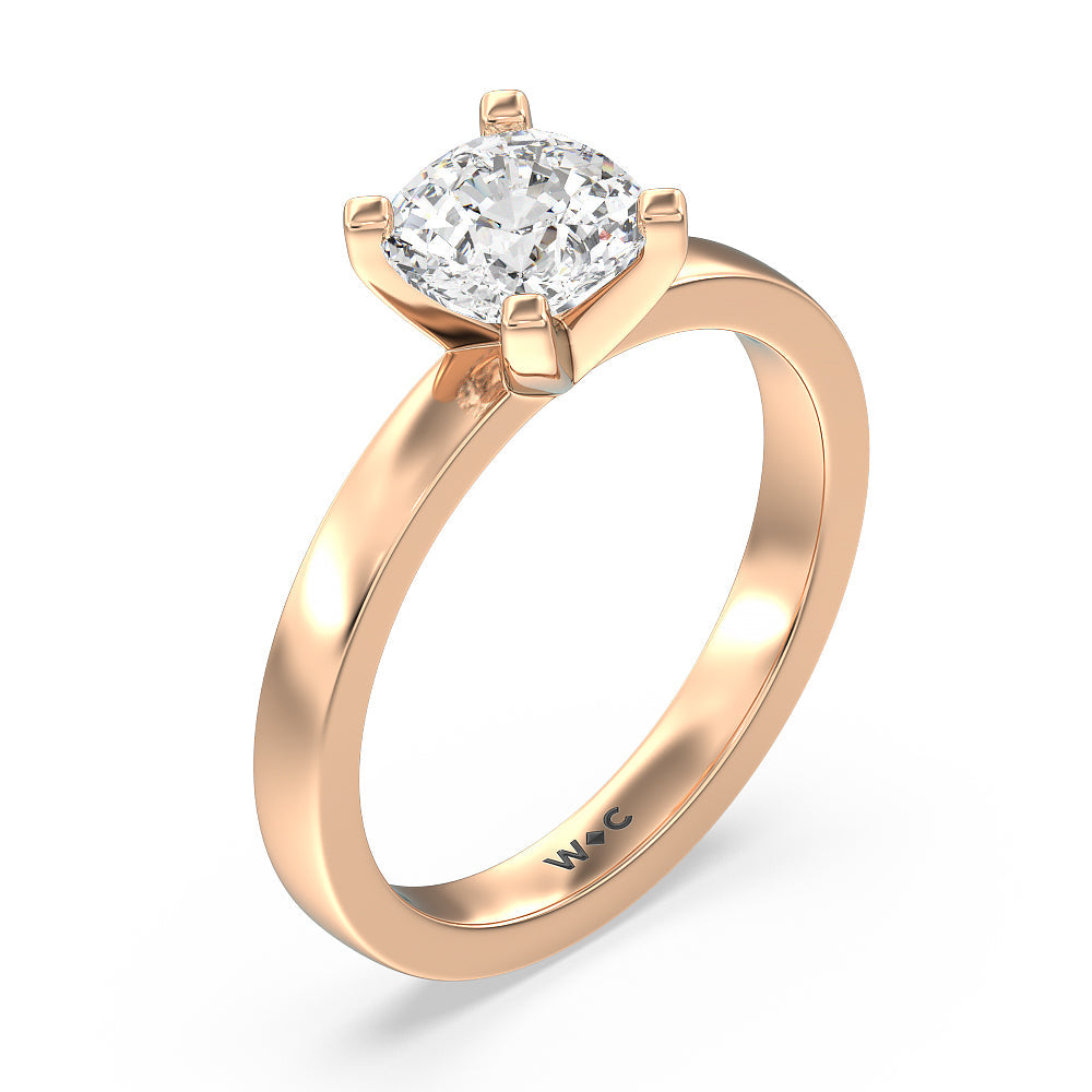 Cushion Cut Medi Solitaire Diamond Engagement Ring with Lab Grown Diamond in 14KT Rose Gold view 3
