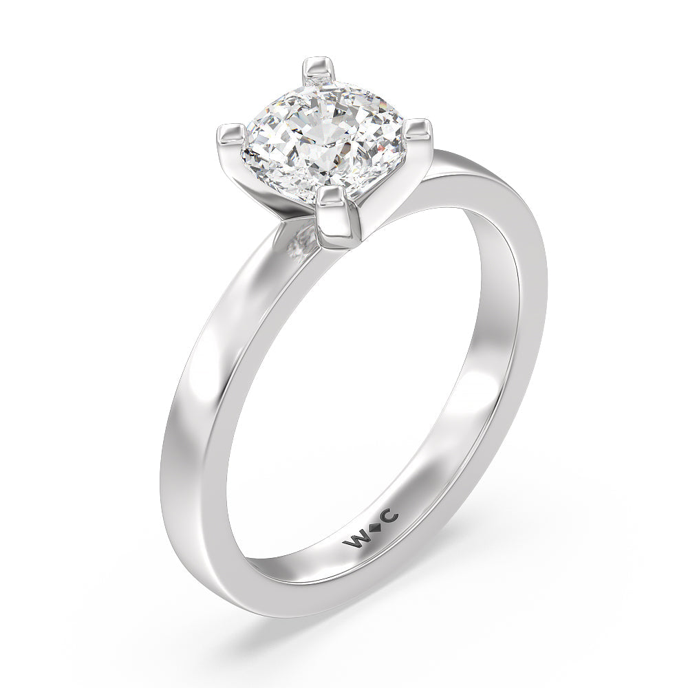 Cushion Cut Medi Solitaire Diamond Engagement Ring with Lab Grown Diamond in 14KT Platinum view 3
