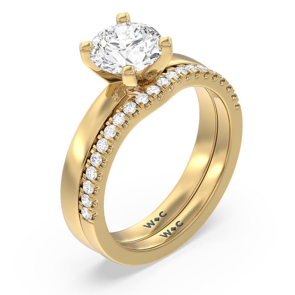 Cushion Cut Medi Solitaire Diamond Engagement Ring with Lab Grown Diamond in 14KT Yellow Gold view 4
