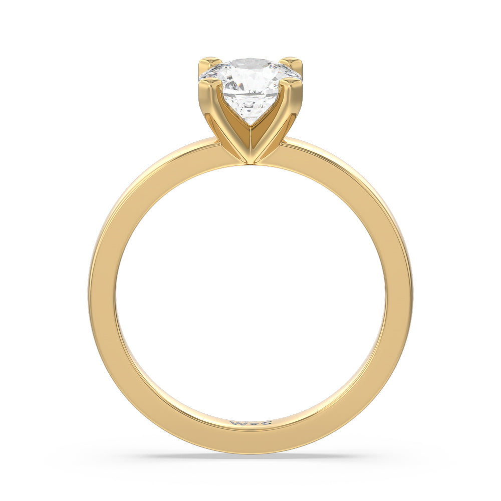 Cushion Cut Medi Solitaire Diamond Engagement Ring with Lab Grown Diamond in 14KT Yellow Gold view 2
