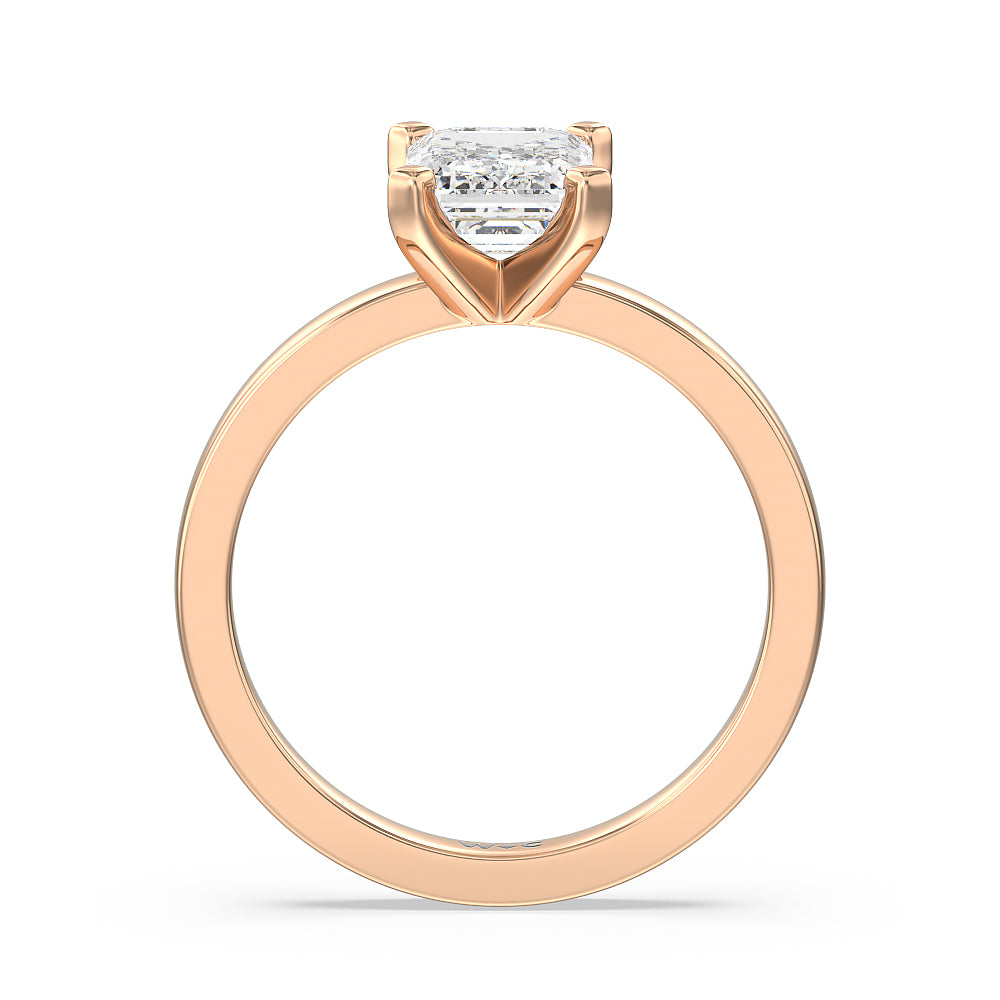 Emerald Cut Medi Solitaire Diamond Engagement Ring with Lab Grown Diamond in 14KT Rose Gold view 2
