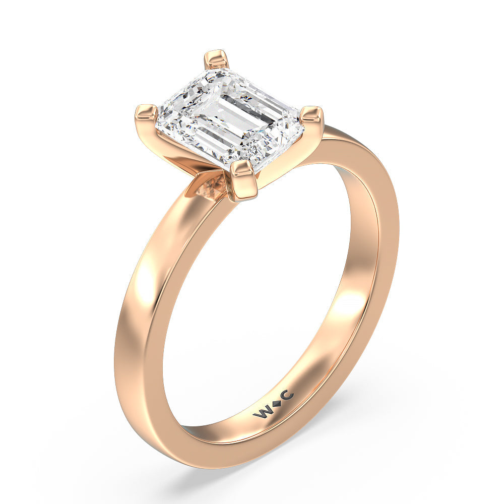 Emerald Cut Medi Solitaire Diamond Engagement Ring with Lab Grown Diamond in 14KT Rose Gold view 3
