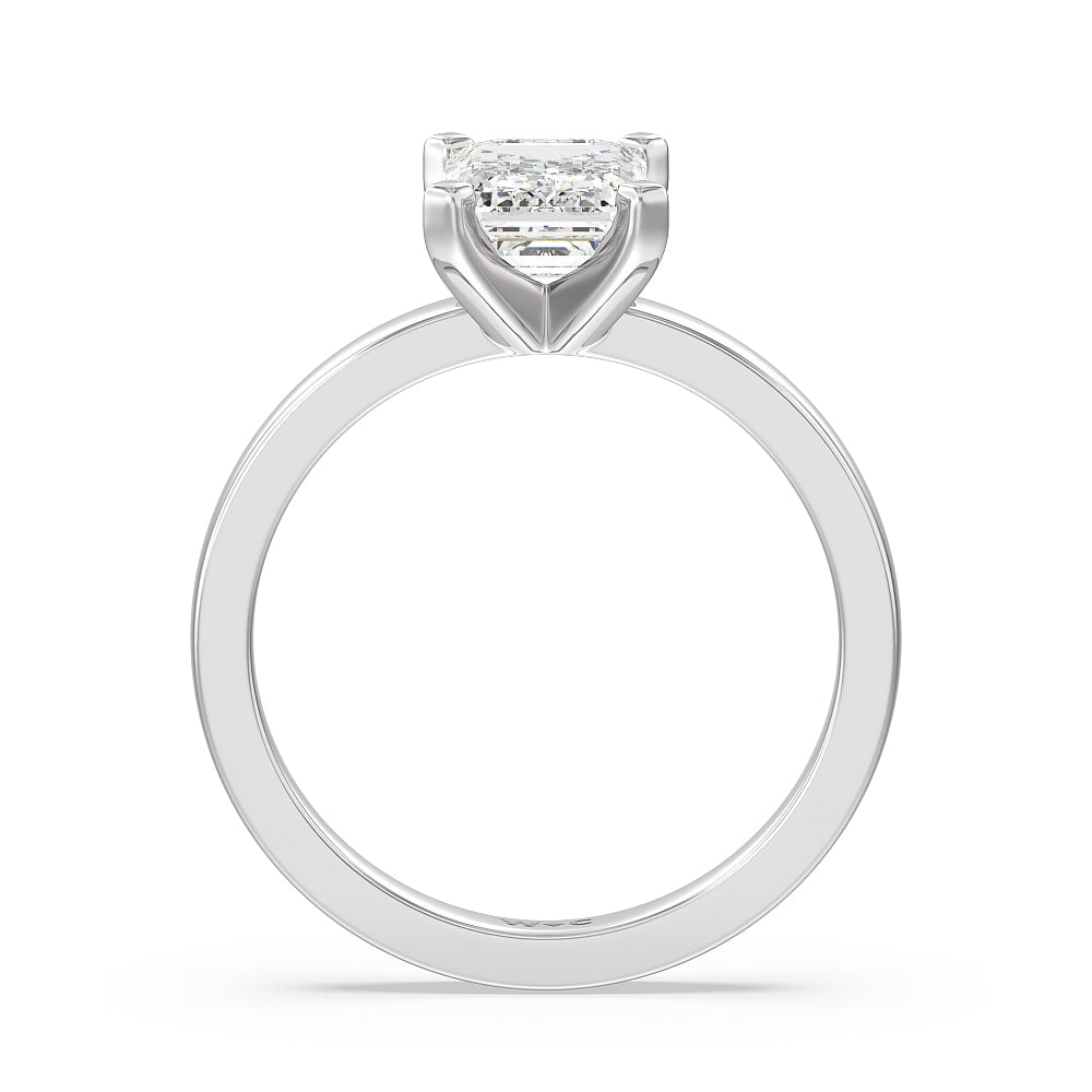 Emerald Cut Medi Solitaire Diamond Engagement Ring with Lab Grown Diamond in 14KT Platinum view 2
