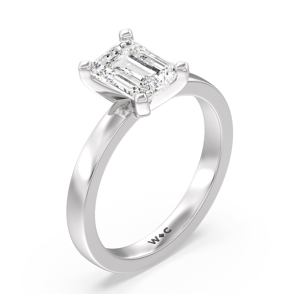 Emerald Cut Medi Solitaire Diamond Engagement Ring with Lab Grown Diamond in 14KT Platinum view 3
