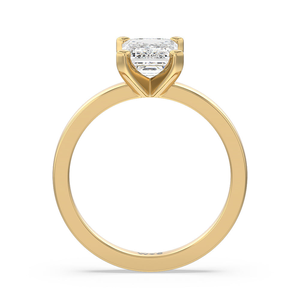 Emerald Cut Medi Solitaire Diamond Engagement Ring with Lab Grown Diamond in 14KT Yellow Gold view 2
