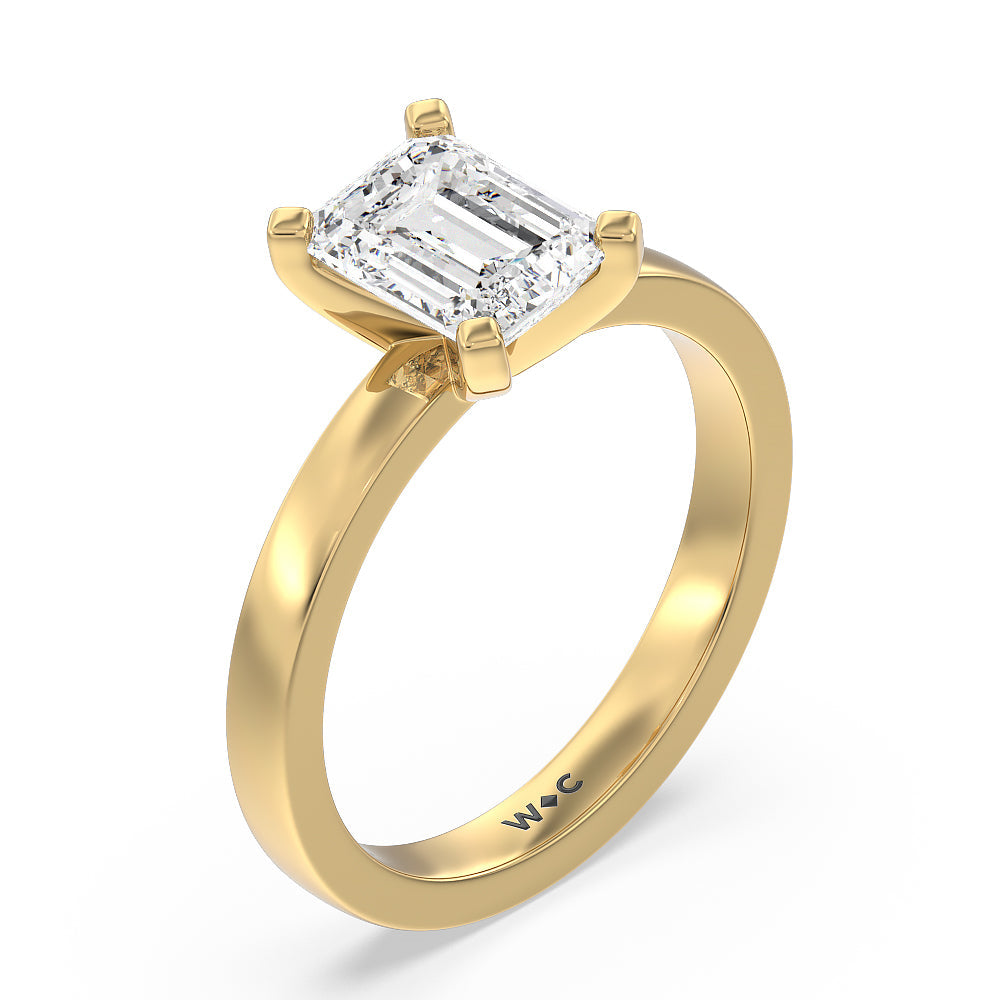 Emerald Cut Medi Solitaire Diamond Engagement Ring with Lab Grown Diamond in 14KT Yellow Gold view 3
