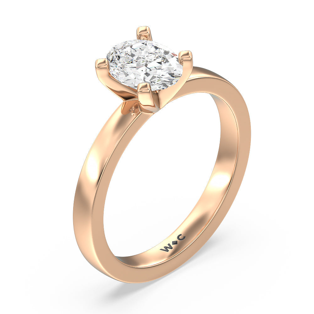 Oval Cut Medi Solitaire Diamond Engagement Ring with Lab Grown Diamond in 14KT Rose Gold view 3
