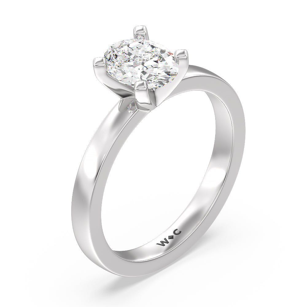 Oval Cut Medi Solitaire Diamond Engagement Ring with Lab Grown Diamond in 14KT Platinum view 3
