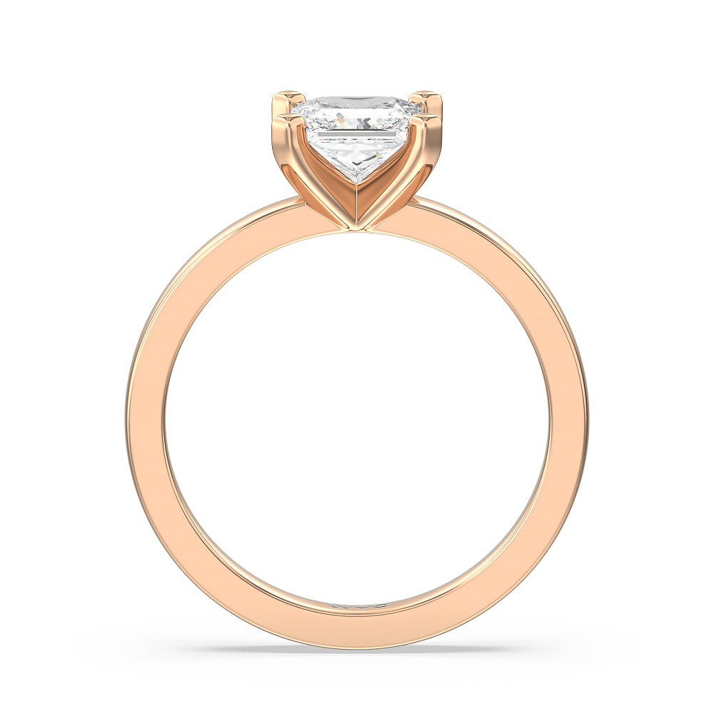 Princess Cut Medi Solitaire Diamond Engagement Ring with Lab Grown Diamond in 14KT Rose Gold view 2
