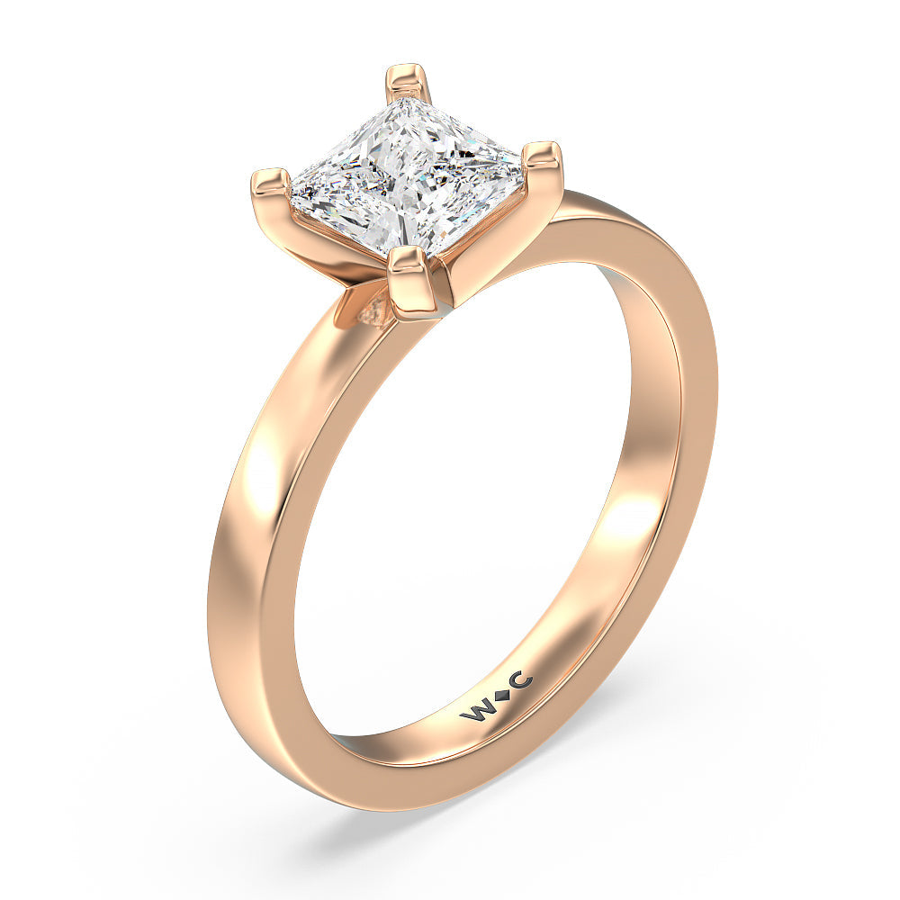 Princess Cut Medi Solitaire Diamond Engagement Ring with Lab Grown Diamond in 14KT Rose Gold view 3
