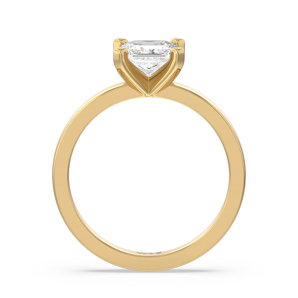 Princess Cut Medi Solitaire Diamond Engagement Ring with Lab Grown Diamond in 14KT Yellow Gold view 2
