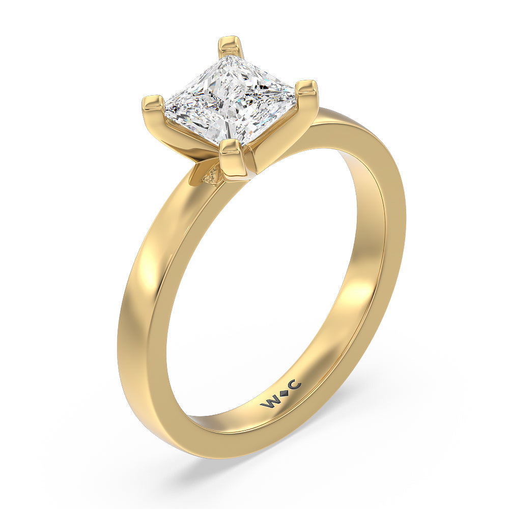 Princess Cut Medi Solitaire Diamond Engagement Ring with Lab Grown Diamond in 14KT Yellow Gold view 3
