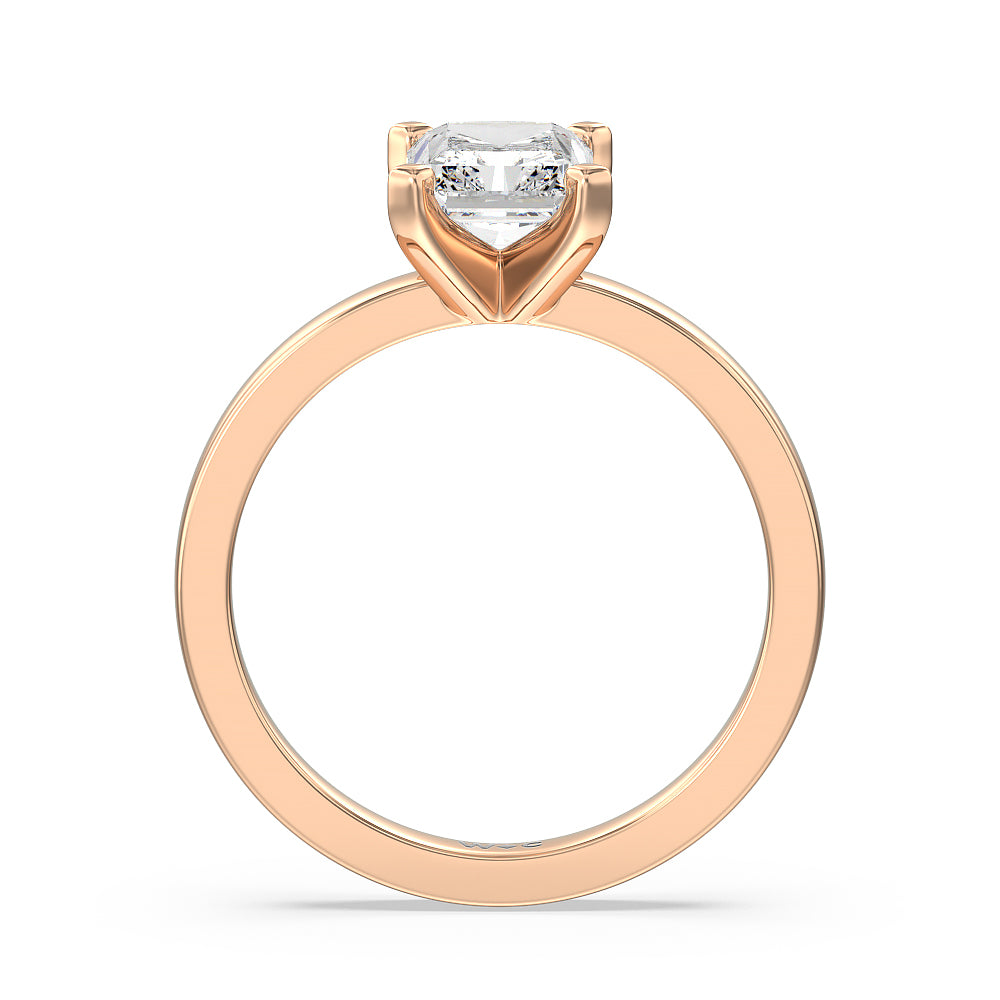 Radiant Cut Medi Solitaire Diamond Engagement Ring with Lab Grown Diamond in 14KT Rose Gold view 2
